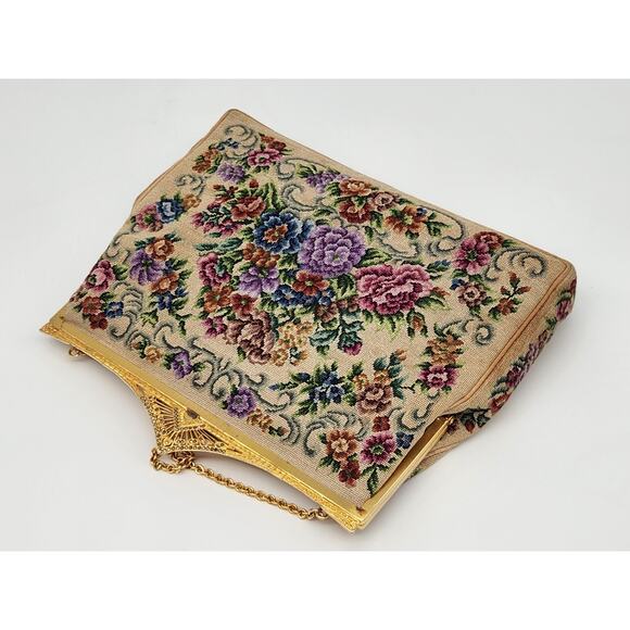 Vintage Walborg France Tapestry Embroidery Evening Handbag Purse - Picture 3 of 14